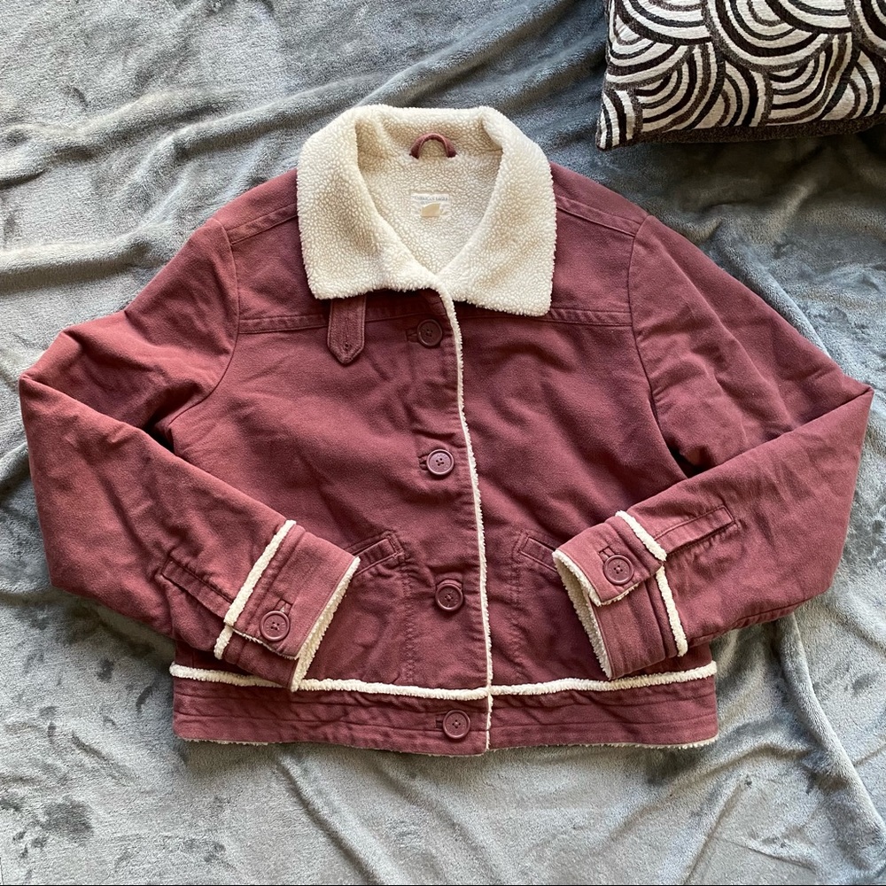 American Eagle Sherpa Lined Bomber Jacket with Buttons